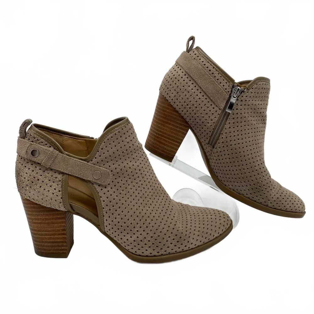 Franco Sarto Beige Lasercut Heeled Boots | Womens 9.5